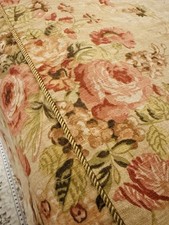 VTG Cotton Linen Duvet Gold Rope Trim Pink Floral Lee Joffa F/Q 92" x 84"