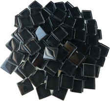 Mosaic Tiles Squares Black Crystal Mosaic Glass Tile for Crafts Bulk DIY Picture