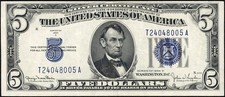 1934 D $5 Five Dollar Silver Certificate Note Fr#1654