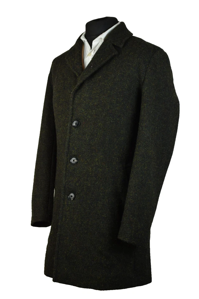 Harris Tweed Tailored Gentleman's Long Green Coat 38-40 EXCELLENT GARMENT - Image 3 of 4