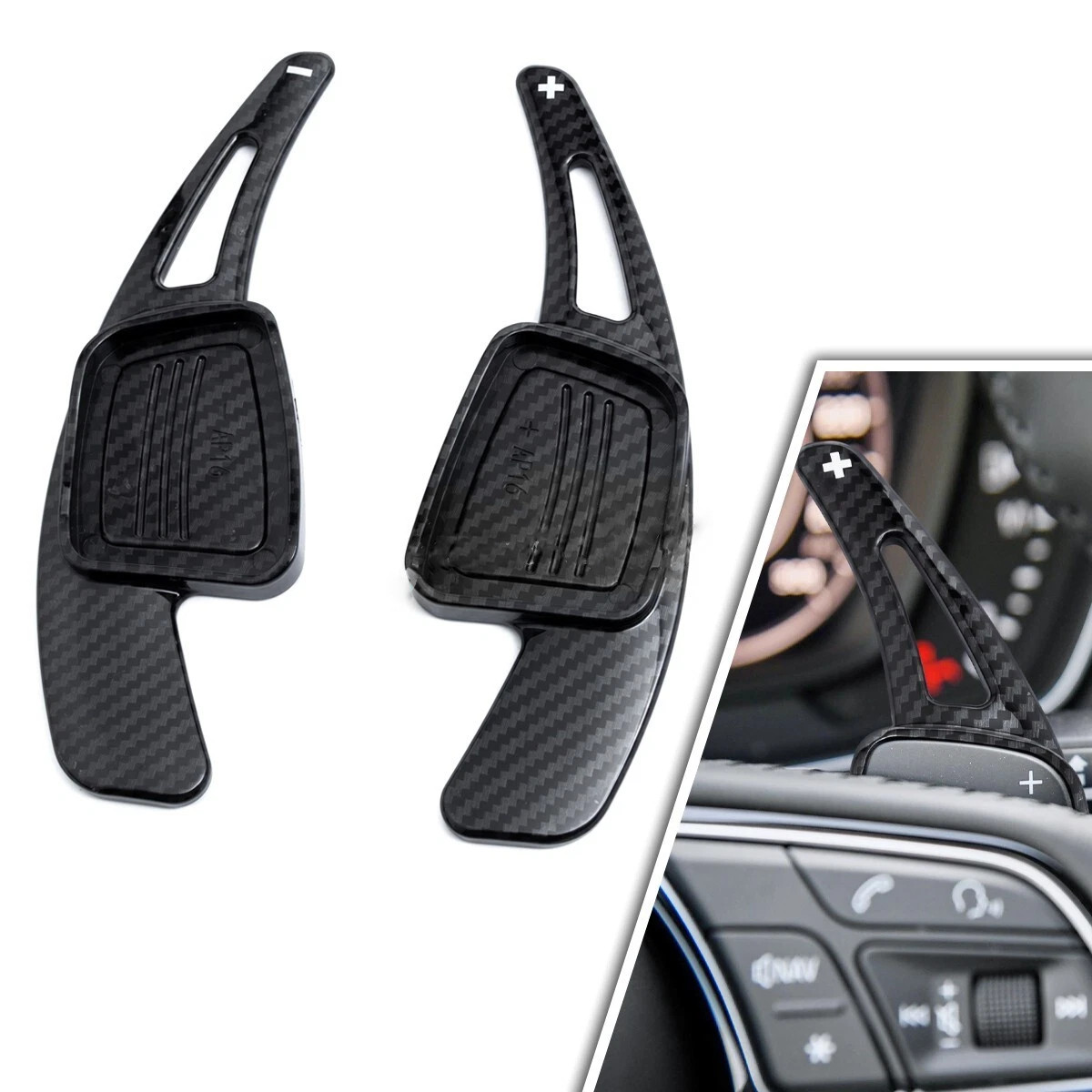 For Audi Q2 Q3 Q5 Q7 Q8 Steering Wheel Paddle Shifter Extension Carbon Fiber
