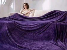 Oversized King Fleece Blanket Seamless 120"x120" Purple Extra Large Blanket NIB