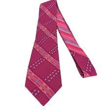 Robert Graham Silk Tie Mens Magenta Pink Geometric Striped Luxury Maximalist