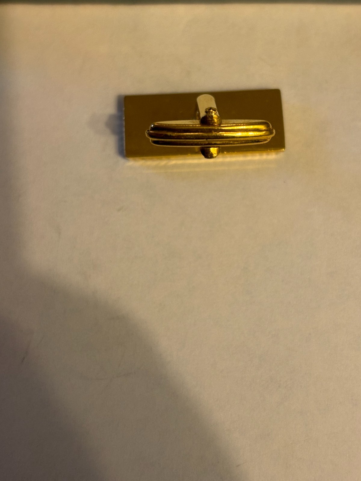 Rectangular gold cufflinks with textured bark sty… - image 5