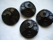 BLACK, GEOMETRIC DESIGN  RAISED,  LARGE  ,COAT/JACKET    BUTTONS  x 4  FREE P&P