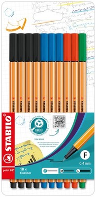 STABILO point 88 Fineliner 10er Pack Office schwarz blau rot grün