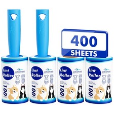 400 Sheets Lint Rollers for Pet Hair Extra Sticky, 2 Handles, 4 Rollers