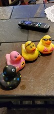 Rubber Duck Bath Toys, 4 Small Rubber Duckies Yellow , Pink and Black polkadot .