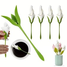 4/10/20 Bloom Napkin Holders Table Green Twist Rose Flower Buds Serviette Holder