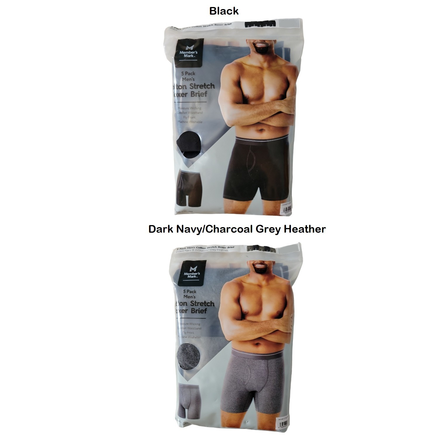 Calzoncillo boxer Member's Mark 5pk algodón elástico cómodo cintura 6" entrepierna
