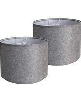 Gray Lamp Shades Set of 2, Medium Drum Lamp Shade 13"Top x 13"Bottom x 10  High