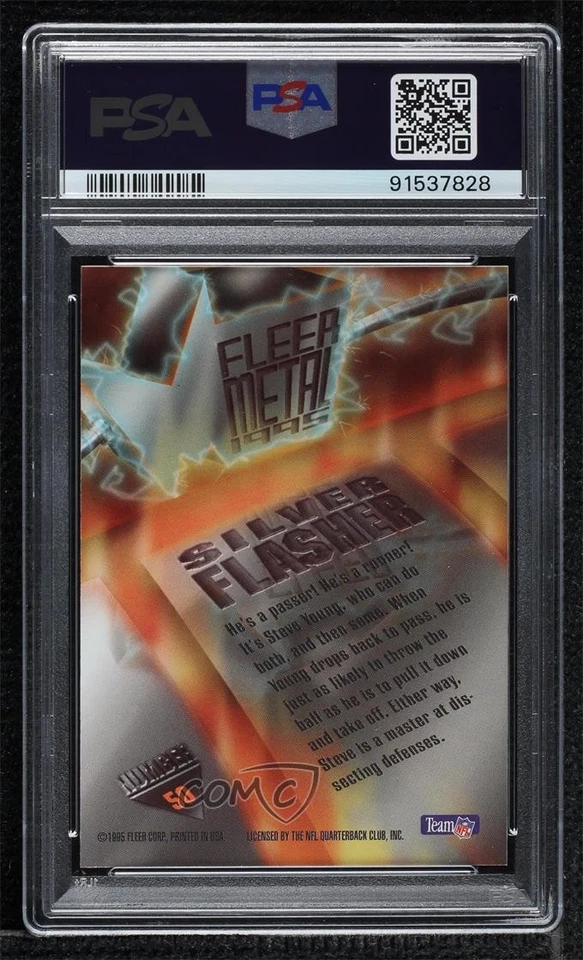 1995 Fleer Metal Silver Flasher Steve Young #50 PSA 9 MINT HOF - Image 2 of 2