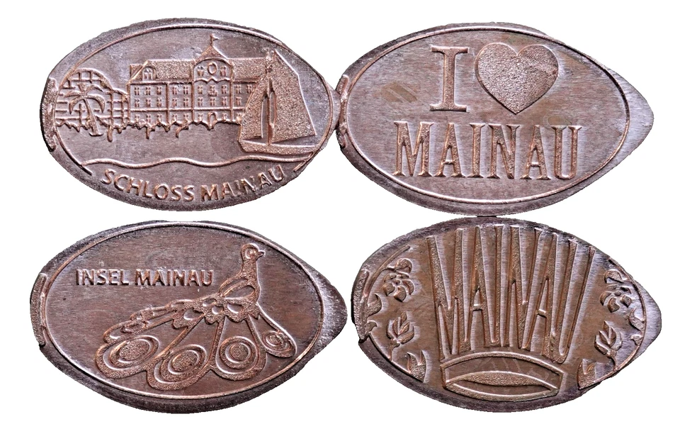Mainau -- Bodensee (A4) ● 4x Elongated Coins ● kompletter Satz ● Quetschmünzen - Bild 1 von 1