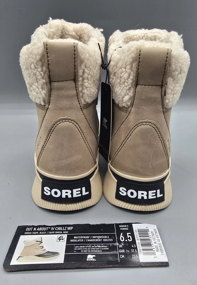 Sorel Mujer US 6.5 Out N About IV Chillz Omega Taupe, Botas Impermeables Negras Foto 4 de 4