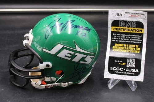 Joe Namath/Vinny Testaverde Signed Riddell Mini Helmet Jets Auto JSA ZJ19887