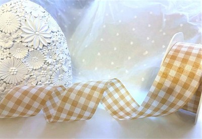 Vivant GINGHAM großes Karo Schnittkantenband - natur & weiß 38 mm - *letzter Lagerbestand*