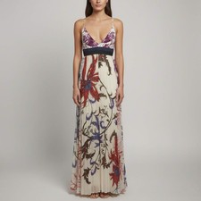 Roberto Cavalli White Floral Print Silk Crepe...