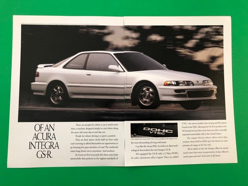 1992 1993 ACURA INTEGRA GS-R VINTAGE ORIGINAL PRINT AD ADVERTISEMENT PRINTED A1
