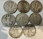 Lot of 8 Walking Liberty Half Dollars 90% Silver