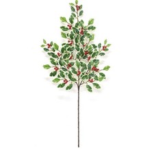 28" Mini Holly Leaves Berries Floral Pick