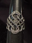 Vintage Sterling Silver 925 Lattice Celtic Work Ring Marcasite Size 6.5