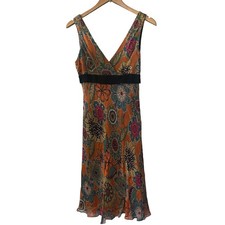VTG Maggy London Dress Silk Flower Y2K Colorful Hippie Sleeveless Coquette 6