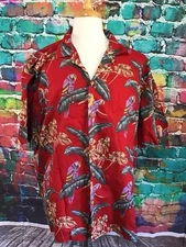 Paradise Found Hawaiian Shirt Men's XL Parrot Magnum PI Rayon Red 