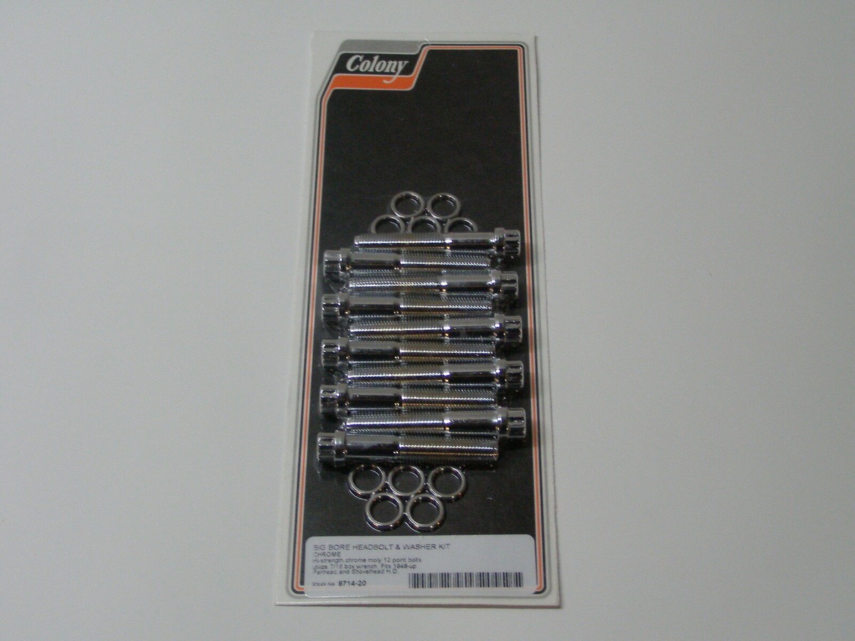 BIG BORE HEAD BOLT SET (Chrome 12P) Harley Panhead