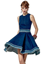 Alexander McQueen NWOT $1,645 Fit and Flare Raw Edge Denim Dress Fits Like An 8