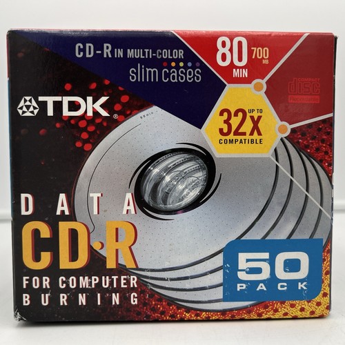 TDK CD-R 80 Min 700 MB 32X, 50 Pack Multi-Color Slim Case - BRAND NEW & SEALED - Picture 4 of 5