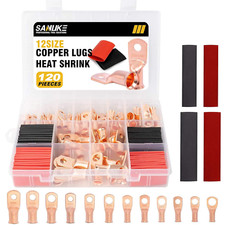 120Pcs AWG 8 6 4 2 Copper Wire Lugs with Heat Shrink Set, 60Pcs Heavy Duty Batte