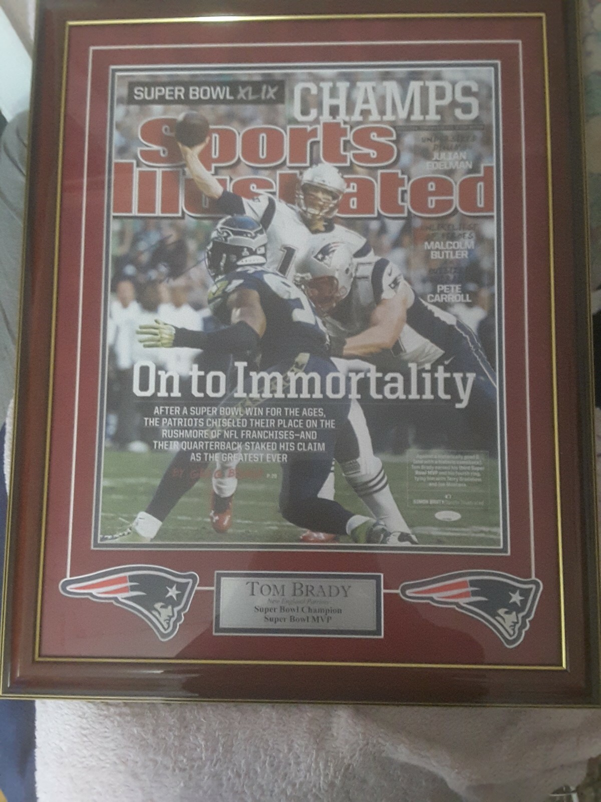Tom Brady Autographed Signed New England Patriots 16 x 20 Matted And Framed Authentic W/ C.O.A 