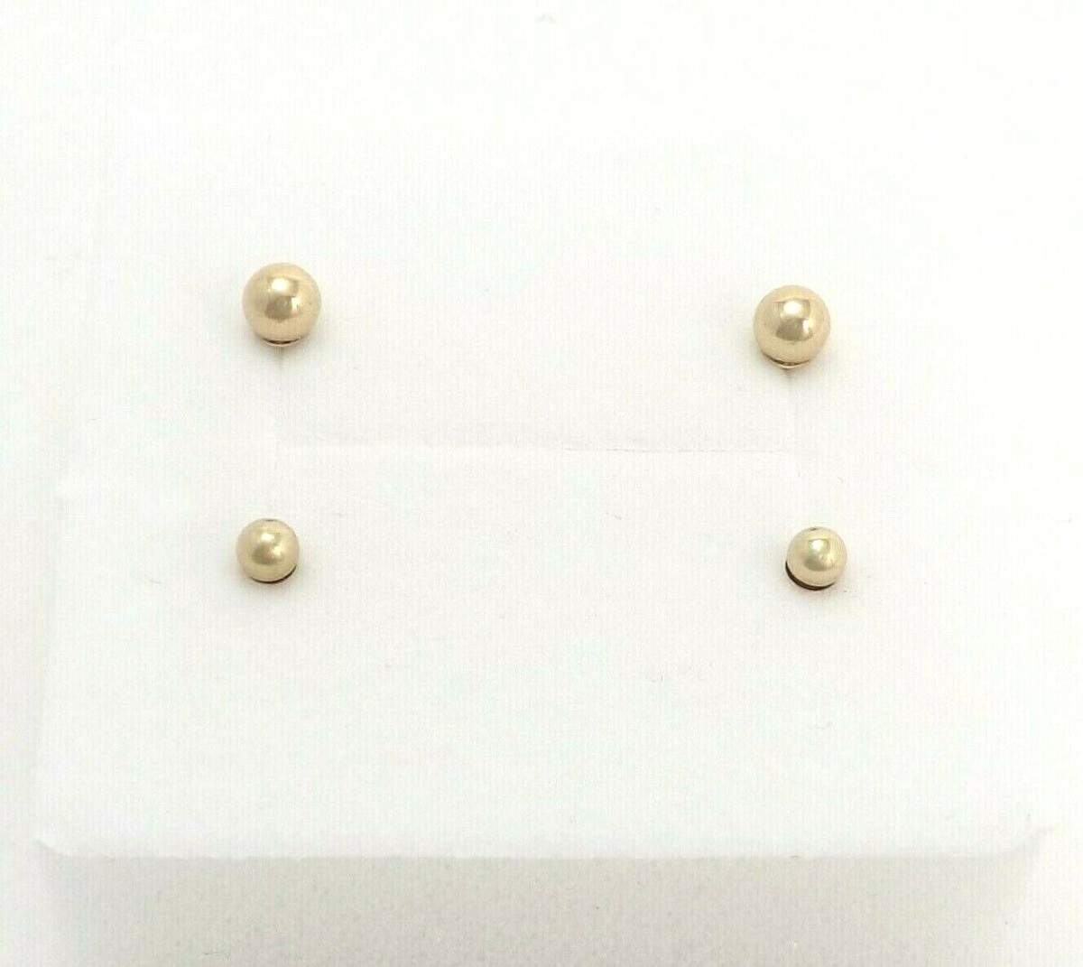 14K Gold Bead Ball Baby Child 1st and 2nd Hole Earrings Stud Set