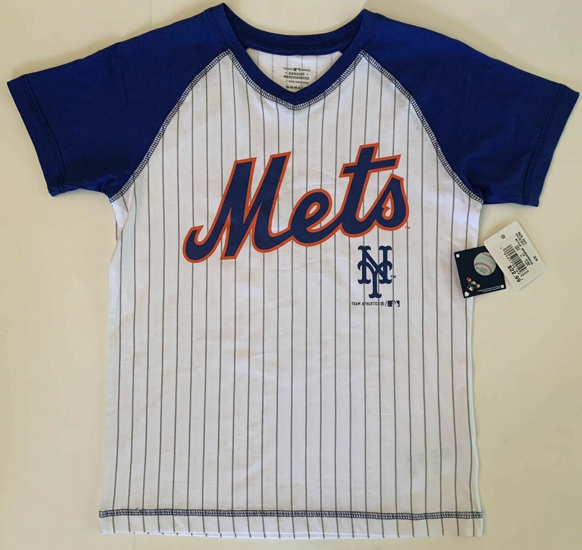 New York Mets MLB Boys Genuine Merchandise Stripe Shirt Retail 22.99 NWT