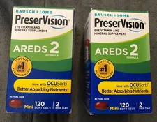 New Lot of 2 Boxes AREDS 2 Eye Vitamins 120 x 2 240 Soft Gels EXP 2/2027 Vision