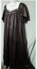 Comfort Choice Brown Nightgown Long Short Sleeve NYLON SIZE 3X 64" BUST