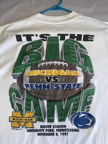 T-shirt vintage 1997 BIG GAME Penn State vs Michigan États-Unis point unique Murina L - Photo 12/16