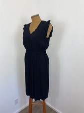 Kate Spade Black Fancy Frilly Flutter Crepe Midi Dress 10 Playful Sophistication