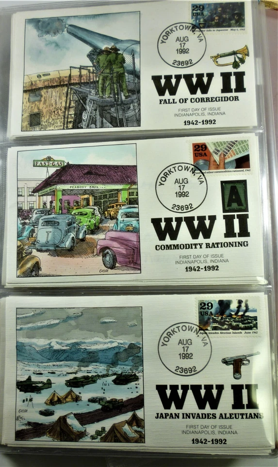 1992 WORLD WAR II - 20 Collins Hand Painted First Day Covers - Image 3 of 4