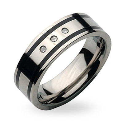 Titan Ring & Emaille Diamant 7 mm Band ''Sale'' 