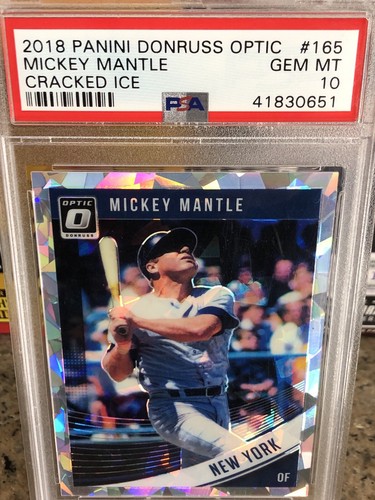 2018 Panini Donruss Optic Mickey Mantle Cracked Ice #165 PSA 10 POP 2 Yankees - Bild 5 von 11