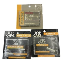 Lot of 3 Vintage Top Care Atra Pivoting Twin Blades Shaving Cartridges 30 Total