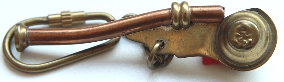 Llavero Vintage Bosun Silbato Cobre Latón Azul Marino Regalo Náutico Colgante Collar Foto 2 de 4