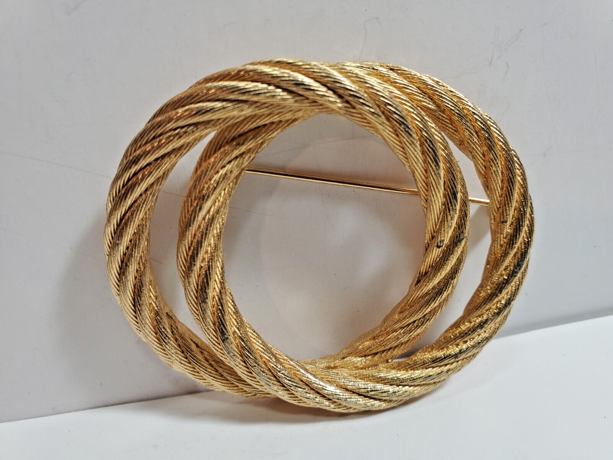 CHRISTIAN DIOR Vintage Twisted Double Circle Brooch 5730/10 | eBay
