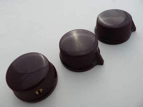 3 pcs Brown Vintage Pointer Control Knob 1/4" Shaft Set Screws Dia:25mm/32mm - Picture 4 of 7