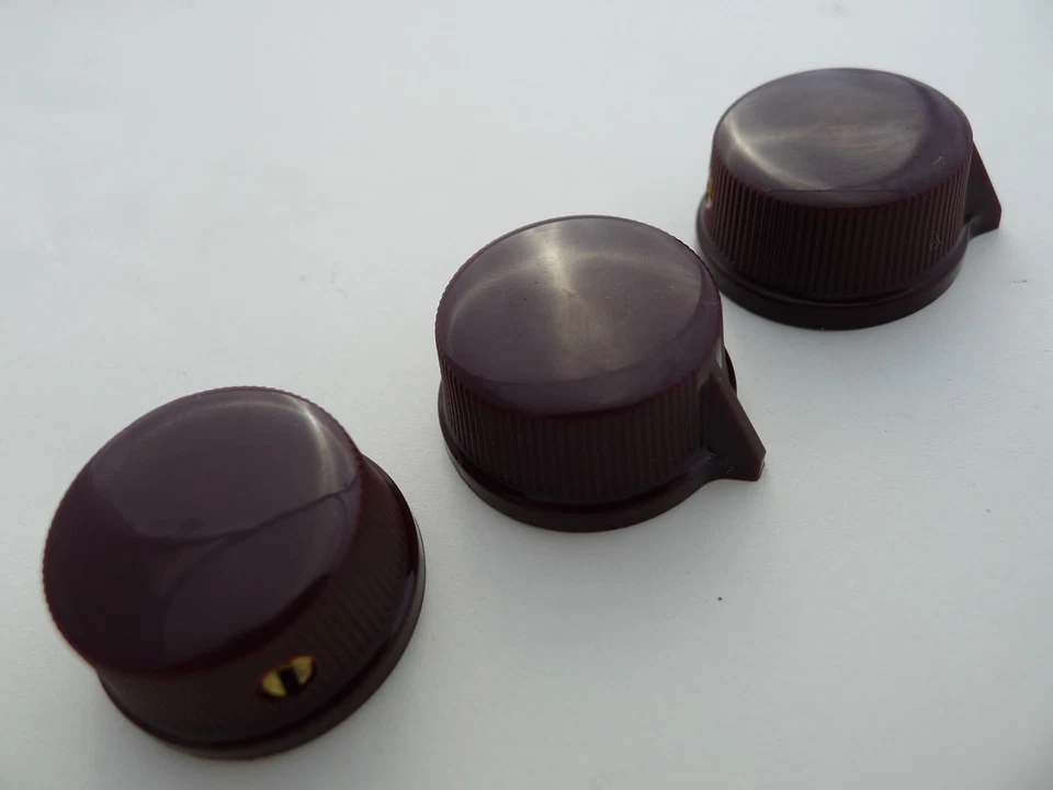 3 pcs Brown Vintage Pointer Control Knob 1/4" Shaft Set Screws  Dia:25mm/32mm - Image 4 of 4