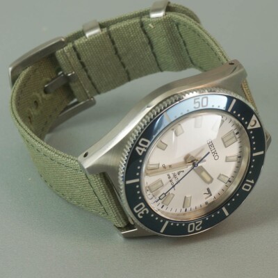 Uhren Armband Canvas Strap zweiteilig 20 mm Wechsel Federsteg bleached oliv 8323