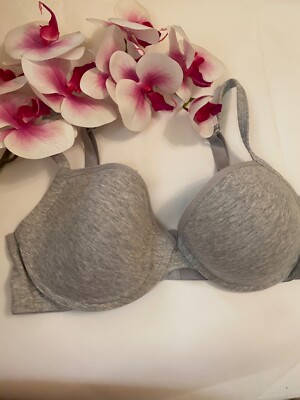 Label teared Bra size it 4c us 36c eu 80c padded underwired gray cotton ...