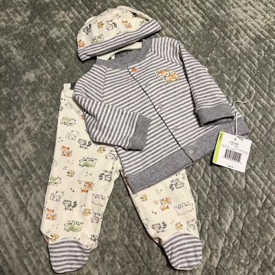 3 Months Boys Fox Footed 3 Piece Sleep Set Little Me Brand