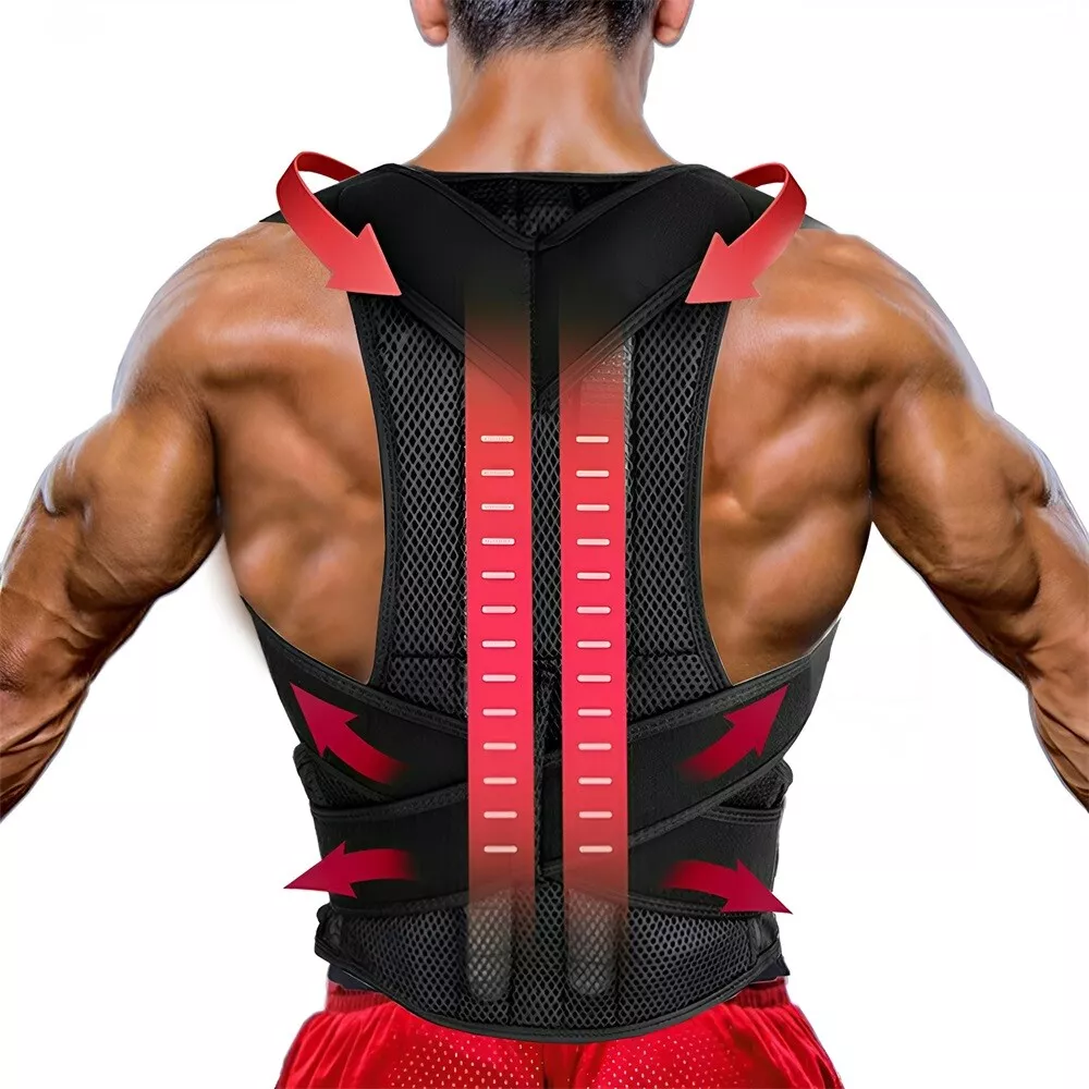 Lumbar Support Back Brace Posture Corrector Back Shoulder Neck Pain Relief Men